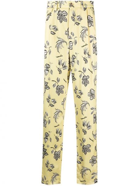 Pantalones rectos de flores Nanushka amarillo