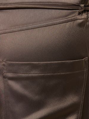Satynowe spodnie Nanushka brązowe