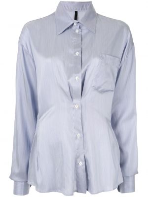 Hedvábná dlouhá košile s dlouhými rukávy Unravel Project - modrá