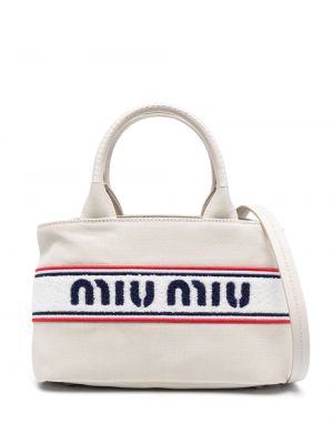 Shopper handtasche mit stickerei Miu Miu weiß