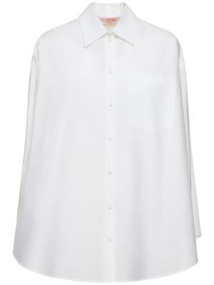 Koszula bawełniana oversize Valentino biała