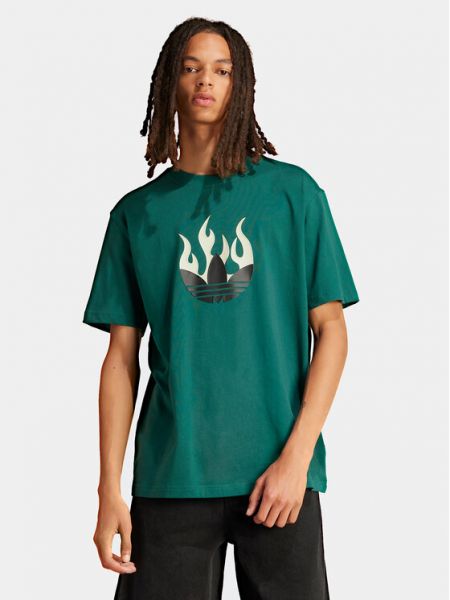 Tricou din bumbac cu croială lejeră Adidas Originals verde