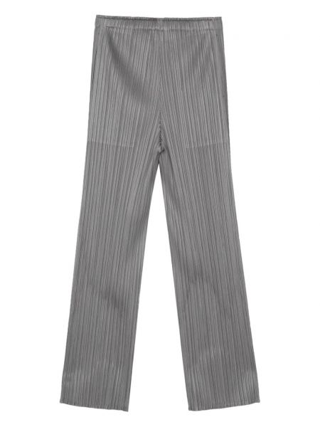 Plisované rovné kalhoty Pleats Please Issey Miyake šedé