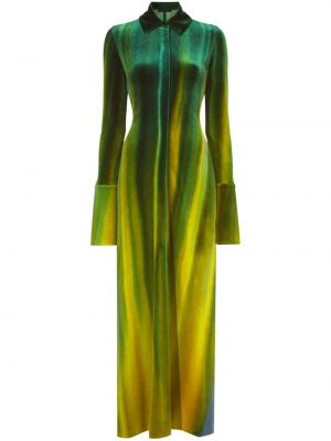 Aksamitna sukienka koszulowa Proenza Schouler zielona