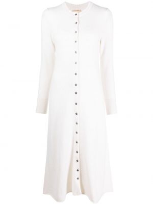 Πλεκτή φόρεμα με κουμπιά Paula λευκό