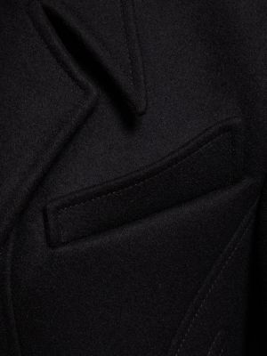 Gyapjú kabát Mugler fekete