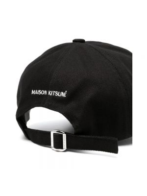 Cappello con visiera ricamato di cotone Maison Kitsuné nero