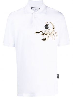 Medvilninis polo marškinėliai Philipp Plein balta