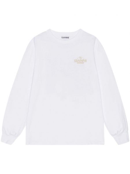 Sweatshirt aus baumwoll mit print Ganni weiß