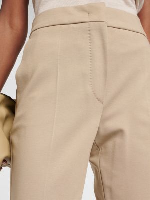 Pantalones rectos slim fit de tela jersey Max Mara beige