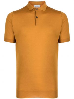 Памучна поло тениска John Smedley оранжево