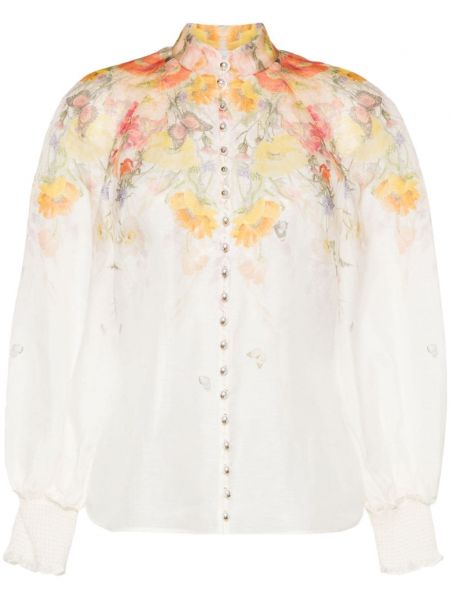 Bluză cu model floral cu imagine Zimmermann alb