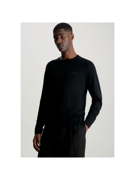 Jersey de lana merino de tela jersey Calvin Klein negro