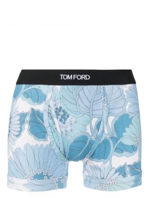 Bokserki bawełniane w kwiatki z nadrukiem Tom Ford niebieskie