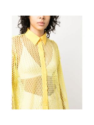 Blusa de algodón de malla Msgm amarillo
