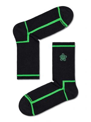 Květinové ponožky Happy Socks černé