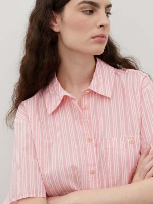 Koszula bawełniana relaxed fit American Vintage różowa