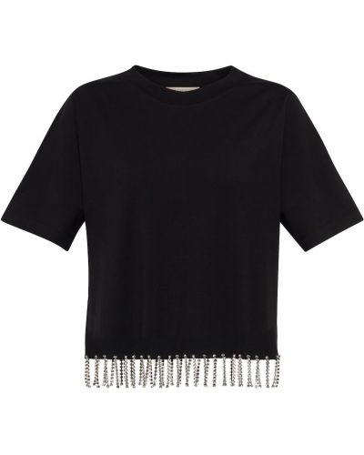 Krištáľové bavlnené tričko Christopher Kane čierna