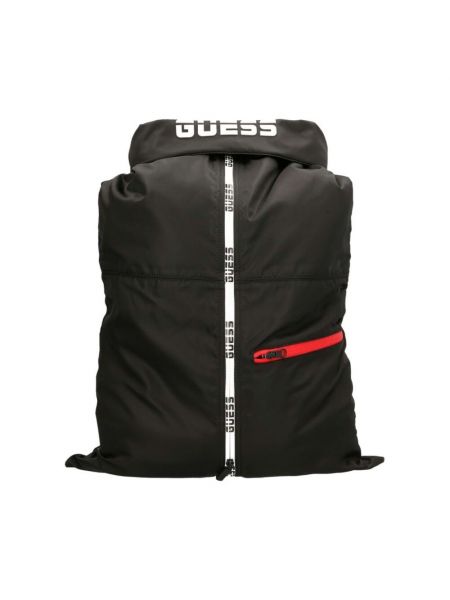 Nylonowe plecak sportowy na zamek z nadrukiem Guess - сzarny