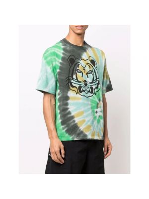 Camiseta de algodón con rayas de tigre tie dye Kenzo verde