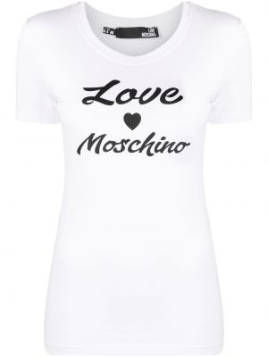 T-shirt aus baumwoll mit print Love Moschino weiß