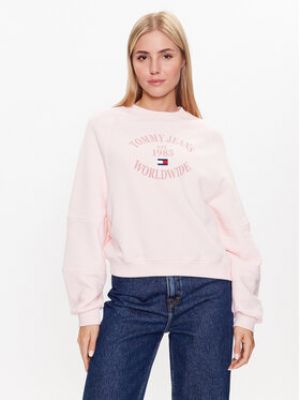 Voľná priliehavá mikina Tommy Jeans ružová