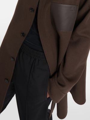 Krótki płaszcz wełniany z kaszmiru Loewe brązowy