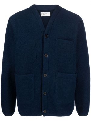 Pletená bunda s výstřihem do v Universal Works modrá