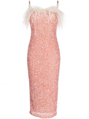 Sukienka koktajlowa z cekinami w piórka Rachel Gilbert różowa
