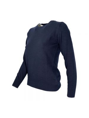 Suéter de cachemir con estampado de cachemira de cuello redondo Cashmere Company azul