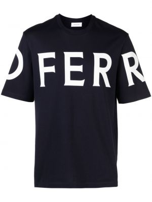 Raštuotas medvilninis marškinėliai Ferragamo mėlyna
