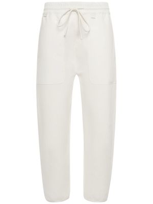 Pantaloni de jogging din bumbac Moncler alb