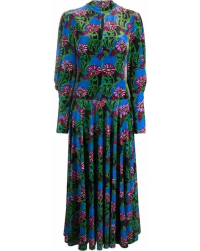 Коктейлна рокля на цветя с принт La Doublej синьо