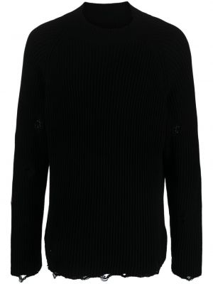 Bavlněný svetr s oděrkami Mm6 Maison Margiela černý