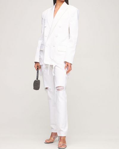 Džíny s vysokým pasem s oděrkami Alexander Wang bílé