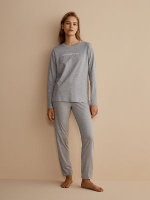 Pijama de algodón Emporio Armani gris