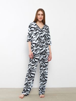 Pijamale cu imagine cu imprimeu animal print Lc Waikiki negru
