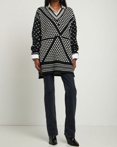 Памучен пуловер с v-образно деколте Mm6 Maison Margiela бяло