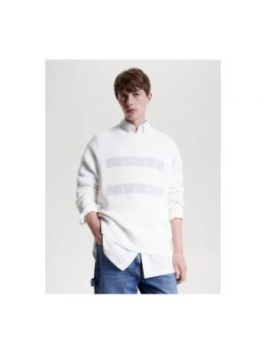Jersey con bordado de algodón de tela jersey Tommy Jeans blanco