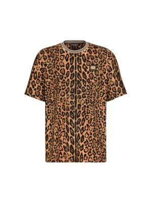 Jersey t-shirt mit print mit leopardenmuster Dolce & Gabbana braun