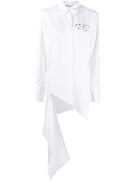 Haftowana długa koszula zapinana na guziki bawełniana Off-white - biały