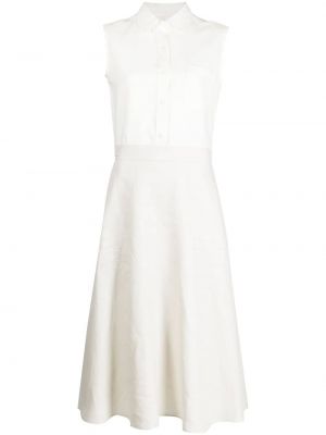 Λινή μίντι φόρεμα Thom Browne λευκό