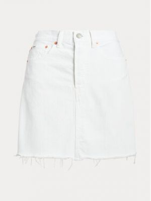 Slim fit džínová sukně Polo Ralph Lauren bílé
