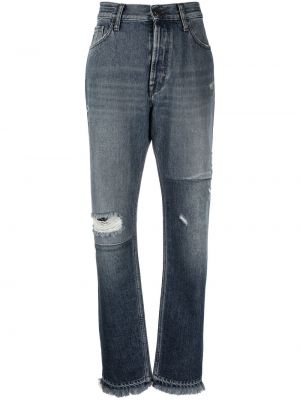 Straight fit džíny s vysokým pasem s oděrkami Jacob Cohen modré