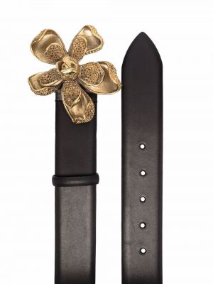 Cinturón de flores con hebilla Alberta Ferretti negro