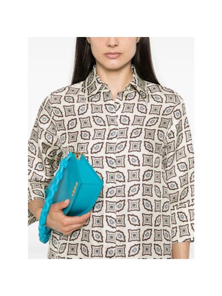 Camisa de seda con estampado con estampado geométrico Alberto Biani blanco