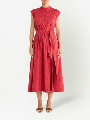 Midi kleita ar apdruku ar lāsīšu rakstu Etro sarkans
