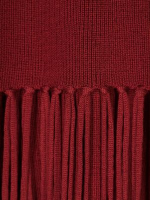 Poncho à franges en laine Patrizia Pepe rouge