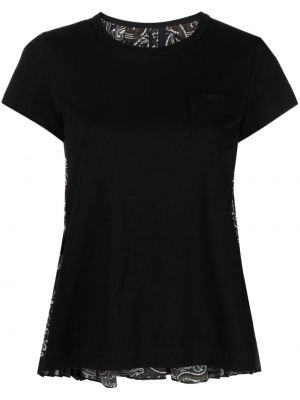 Tričko s potlačou s paisley vzorom Sacai čierna