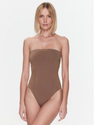 Stroj kąpielowy jednoczęściowy Calvin Klein Swimwear brązowy